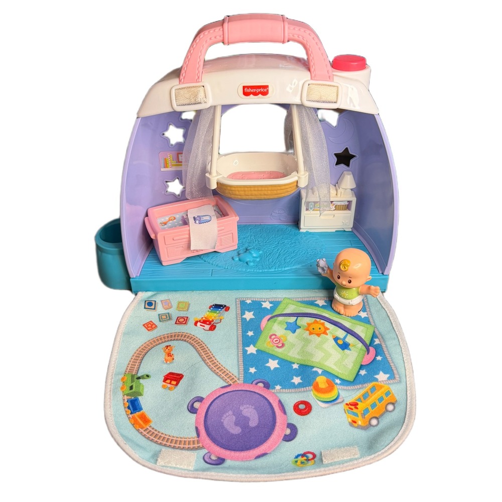 Fisher Price Little People Cuddle & Play Nursery Diaper Bag Playset Purple Pink